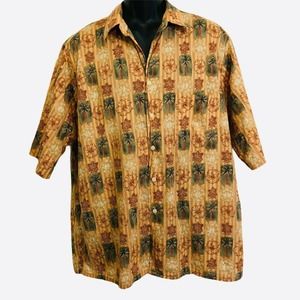 Reyn Spooner Mens Hawaiian Camp Button Down Shirt Palm Trees XL